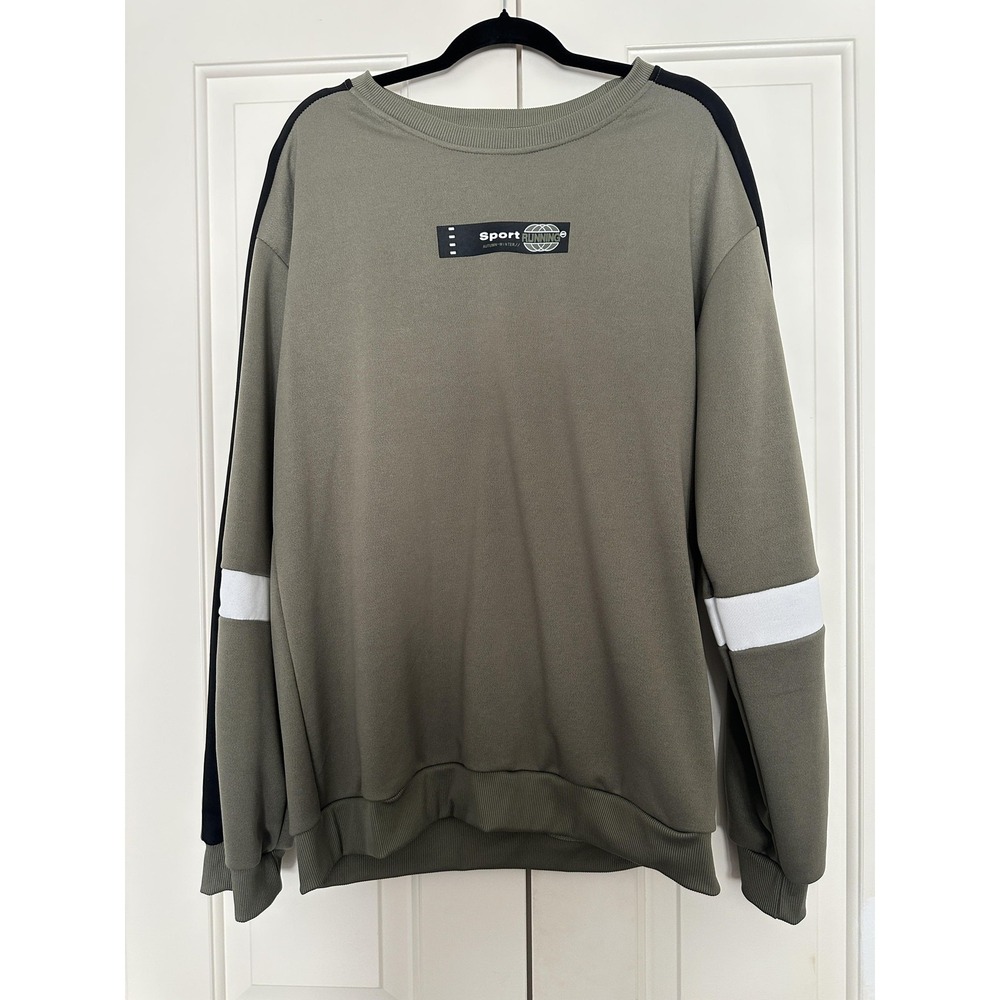 SHEIN Sweatshirt Mens XL Sport Running Pullover Crewneck Striped Sleeve Athletic